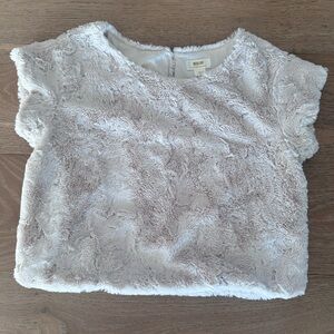 Maeve cream faux fur top